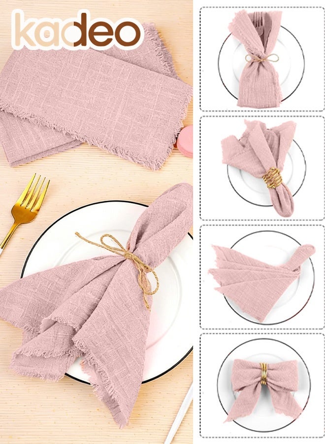 kadeo Handmade Cloth Napkins, 100% Cotton-linen Napkins with Fringe, Delicate Handmade Cloth Napkins for Dinners, Parties, Weddings and More 43*43CM - Image 5